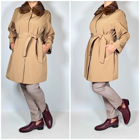 Casey Park genuine mink color trench coat jacket - Picture 3 of 12